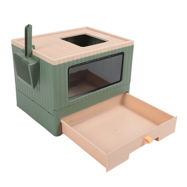 enclosed litter box Enclosed Litter Box Foldable Top Entry Drawer Type Prevent Carousel 1
