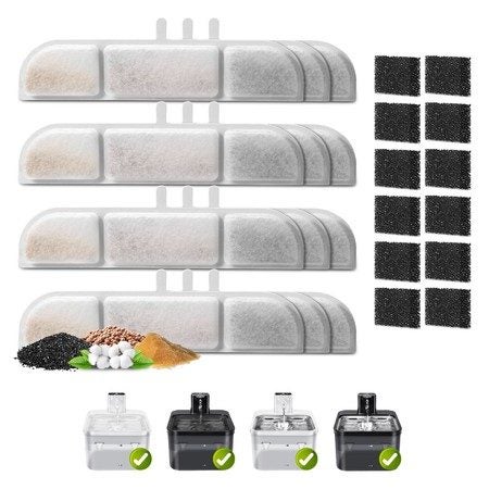 12 Pack Cat Water Fountain Filters Replacement for 2.5L Wireless Pet Water Fount Carousel 1