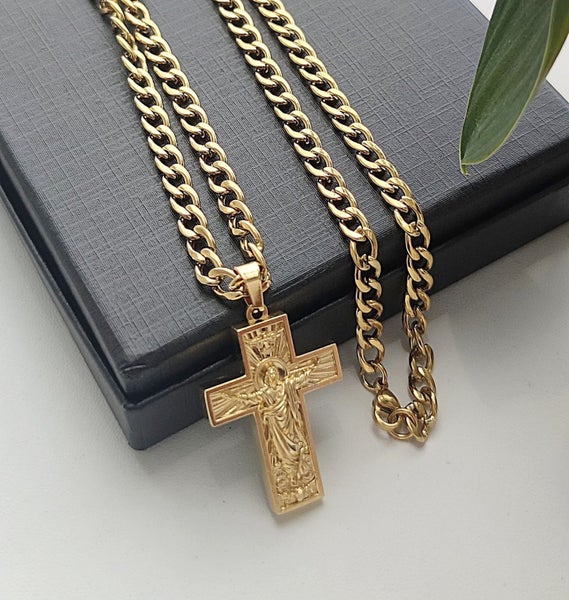 (18K Gold Filled) Jesus Cross Pendant Necklace NSS14ZX-4 Carousel 2