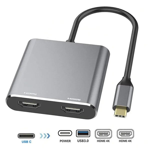 4in1 Type-C Hub Docking Station to HDMI*2 4K USB3.0 PD Fast Charging Dual CHK29M Carousel 2