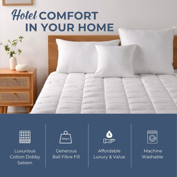 Dreamaker 700GSM Ball Fibre Mattress Topper Single Bed Carousel 2