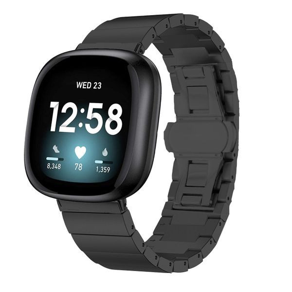 Fitbit Versa 4 Stainless Steel Strap Black Carousel 1