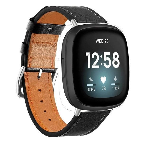 Fitbit Versa 3 PU Leather Strap Black Carousel 1