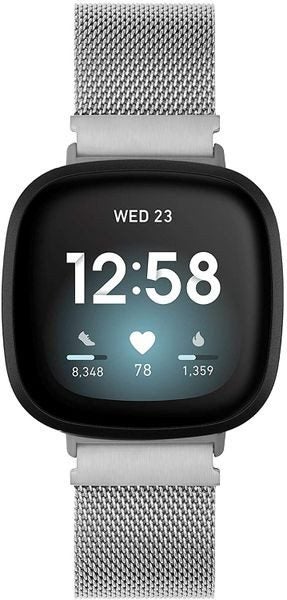 Fitbit Versa 4 Milanese Loop Strap Silver Carousel 1