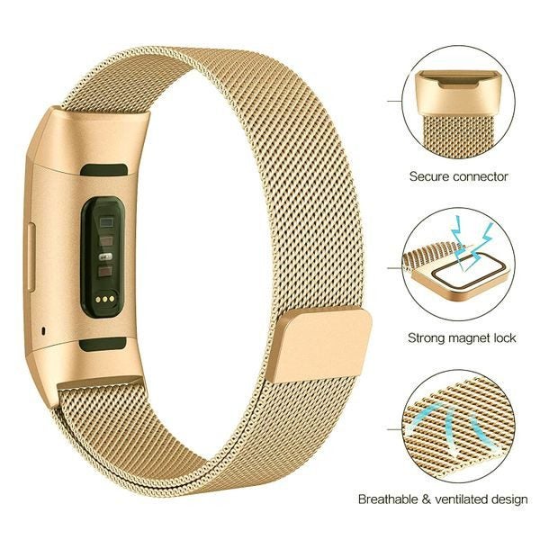 Fitbit Charge 3 Milanese Loop Strap Gold Carousel 1