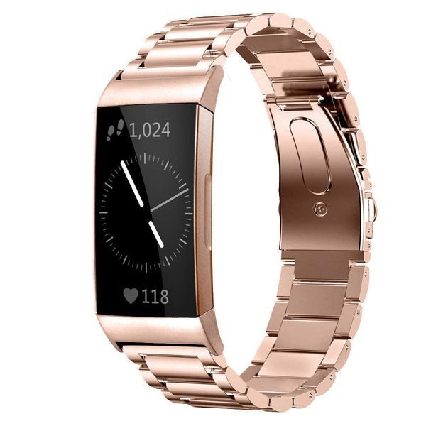 Fitbit Charge 3 Stainless Steel Strap RoseGold Carousel 1