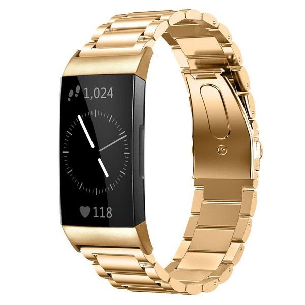 Fitbit Charge 3 Stainless Steel Strap Gold Carousel 1