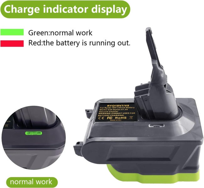 Ryobi 18V Battery to Dyson V7 V8 Adapter Converter Carousel 5