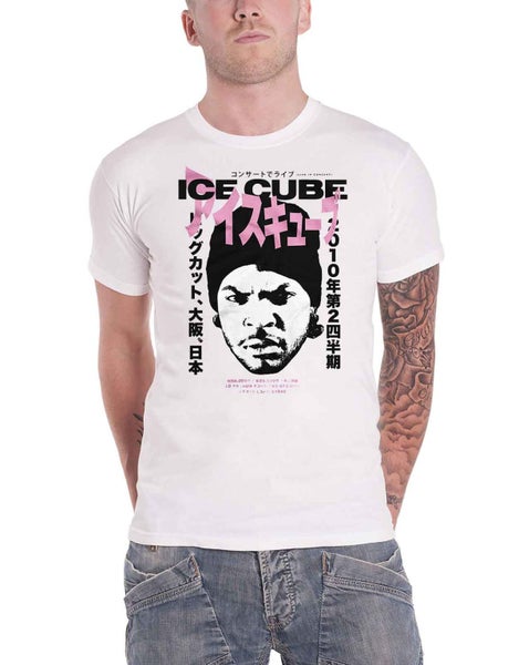 Ice Cube T Shirt Beanie Kanji Cross Logo new Official Mens White Carousel 1