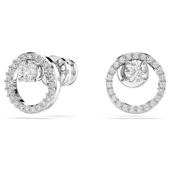 Swarovski Constella Stud Earrings Round White w / Rhodium-Plate Carousel 3