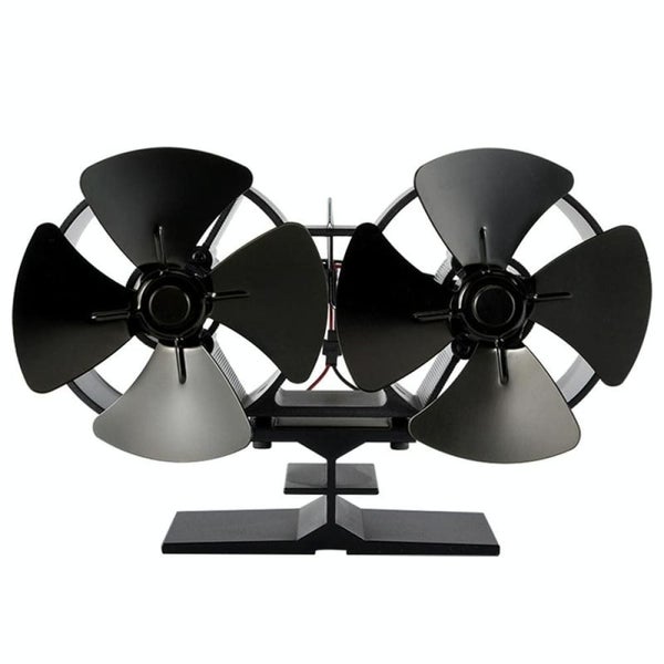 Double Head 8-blade Aluminum Heat Powered Fireplace Stove Fan Carousel 2
