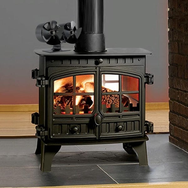 Double Head 8-blade Aluminum Heat Powered Fireplace Stove Fan Carousel 7