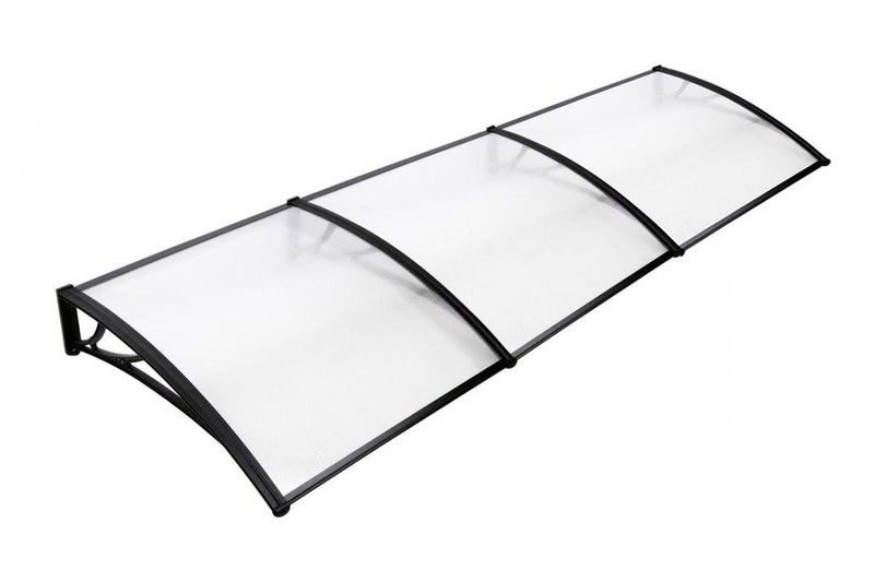 Door Canopy W450xD100cm DIY Window Door Awning Sun Shade with Clear Roof Panel Carousel 1