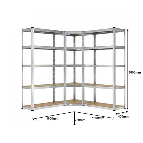 5 tier DIY Shelving H1800 x 900 x 400 With Corner Unit & 2 Storage Shelves Carousel 2