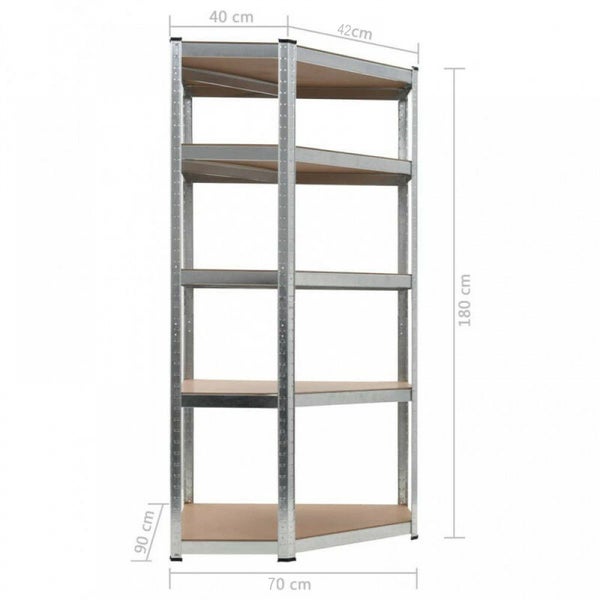 5 Layers Boltless Storage Shelving 1800 x 700 x 400 Corner Unit Carousel 2