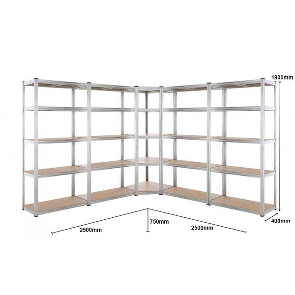 5 tier DIY Shelving H1800 x 900 x 400 With Corner Unit & 4 Storage Shelves Carousel 2