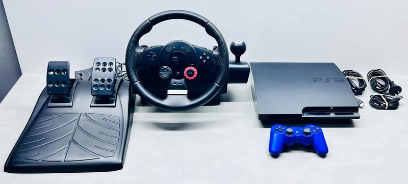 SONY PLAYSTATION 3 250GB CONSOLE WITH DRIVING FORCE WHEEL, PEDAL & GAME Carousel 1