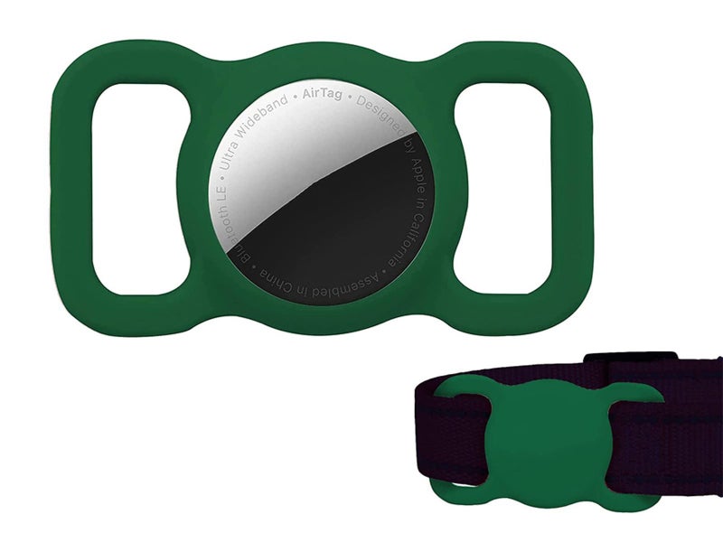 2 X Green Pink Silicone Protective Case for Apple Airtag Pet Collar Dog harness Carousel 2