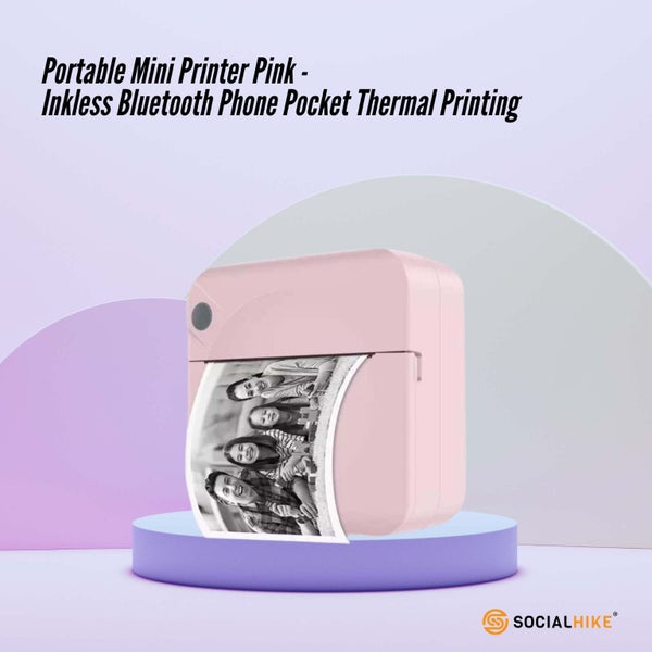 Portable Mini Printer Pink - Inkless Bluetooth Phone Pocket Thermal Printing Carousel 2