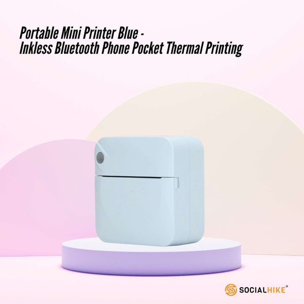 Portable Mini Printer Blue - Inkless Bluetooth Phone Pocket Thermal Printing Carousel 2
