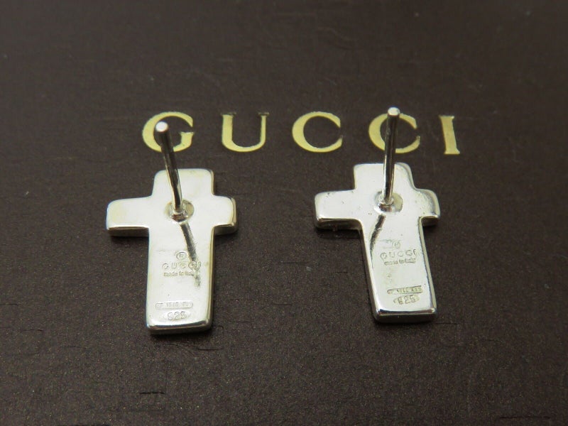 Gucci Sterling Silver Cross Stud Earrings Carousel 2