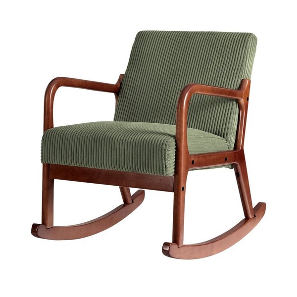 Rocking Armchair Nursery Chair Corduroy Green Carousel 1