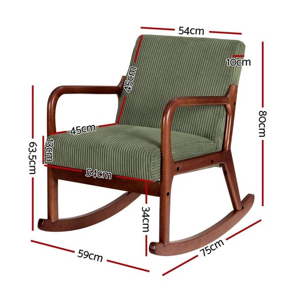 Rocking Armchair Nursery Chair Corduroy Green Carousel 2