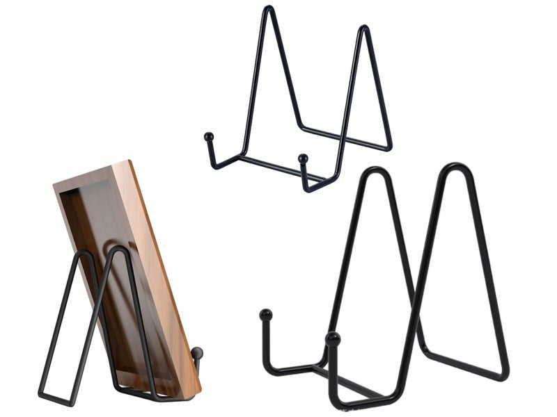 2Pcs Picture Frame Photo Pedestal Art Plate Rack Display Iron Stand Black L Carousel 1