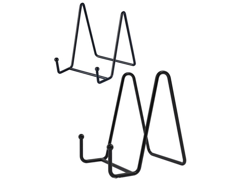 2Pcs Picture Frame Photo Pedestal Art Plate Rack Display Iron Stand Black L Carousel 2