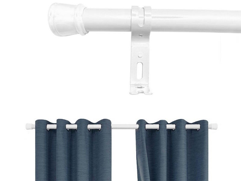 160.4cm Curtain Rod Extendable Adjustable Rail Pole Set with Bracket White Carousel 1