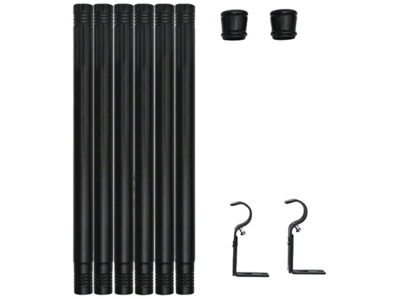 237.6cm Curtain Rod Extendable Adjustable Rail Pole Set with Bracket Black Carousel 2
