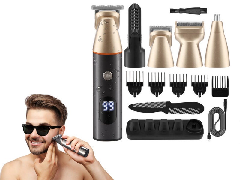 Men Hair Clippers Trimmer Kit Washable Electric Razor Hair Beard Trimmer Golden Carousel 1