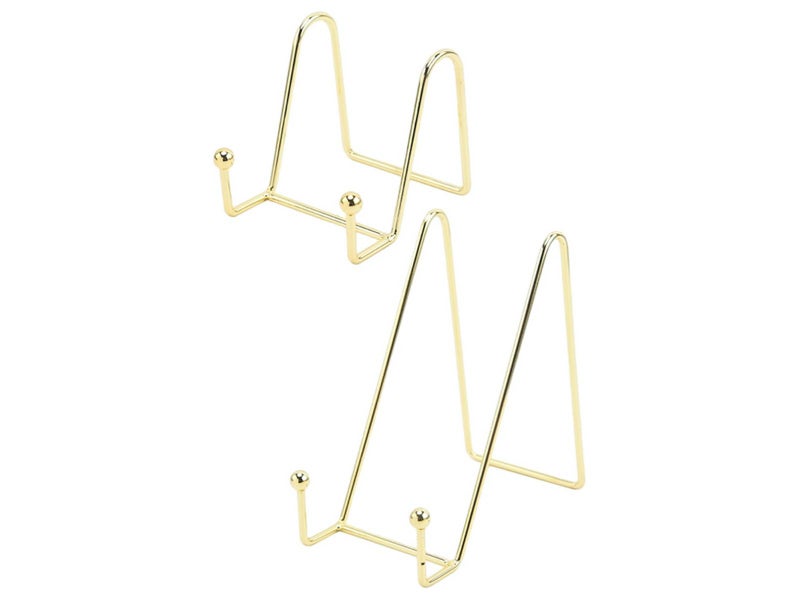 2Pcs Picture Frame Photo Pedestal Art Plate Rack Display Iron Stand Golden L Carousel 2