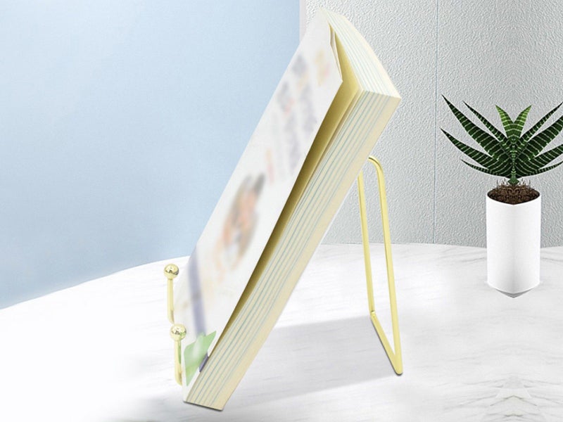 2Pcs Picture Frame Photo Pedestal Art Plate Rack Display Iron Stand Golden L Carousel 5