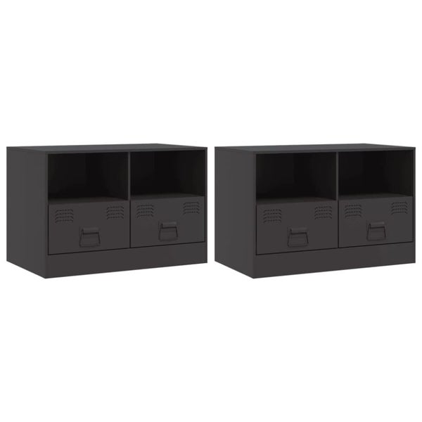 Tv Cabinets 2 Pcs Black 67x39x44 Cm Steel Naoiab Carousel 2