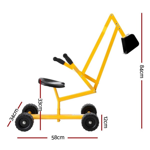 Kids Ride On Car Digger Bulldozer Sandpit Play Toys Rotate Seat Yellow Carousel 2