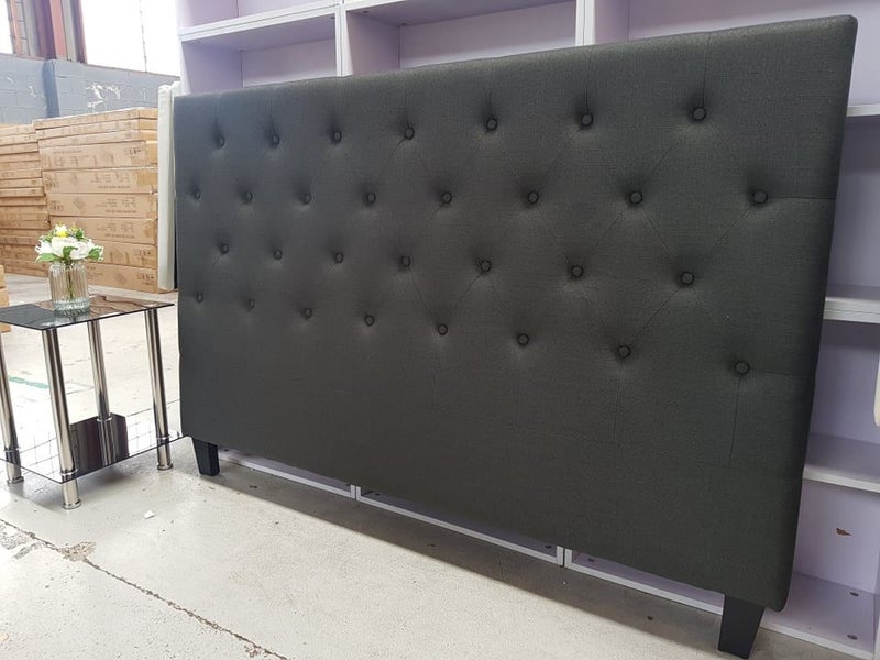 Kelly headboard buttons Queen Dark Grey Carousel 2