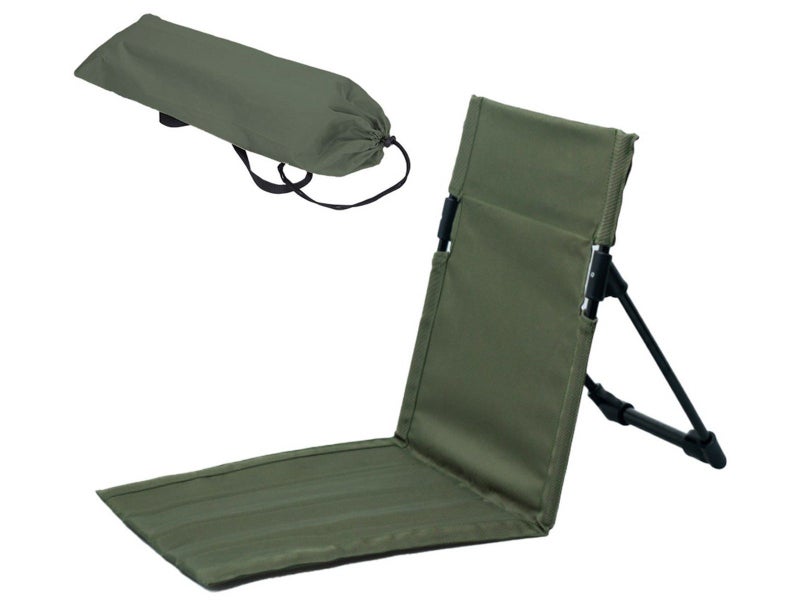 1Pc Folding Beach Lounge Chair Portable Beach Mat with Backrest Army Green Carousel 1