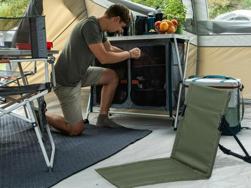 1Pc Folding Beach Lounge Chair Portable Beach Mat with Backrest Army Green Carousel 2