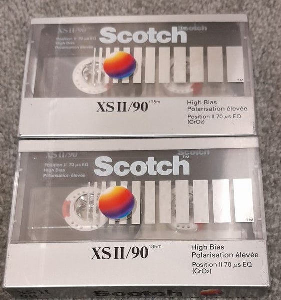 2 x Scotch XS-II 90 min (Type II) Blank Audio Cassette Tapes (new & sealed) Carousel 1