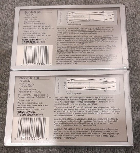 2 x Scotch XS-II 90 min (Type II) Blank Audio Cassette Tapes (new & sealed) Carousel 2