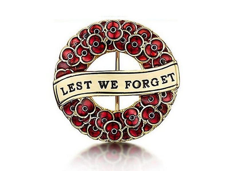 ANZAC Day Poppy Flower Hoop Brooches Lest We Forget Red Badges Clothing Safe Pin Carousel 1