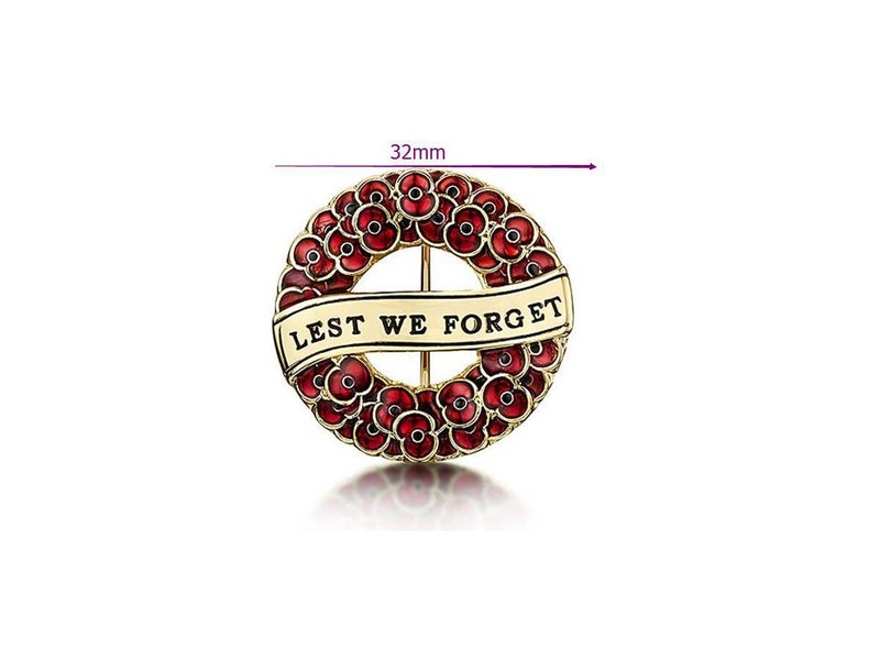 ANZAC Day Poppy Flower Hoop Brooches Lest We Forget Red Badges Clothing Safe Pin Carousel 2