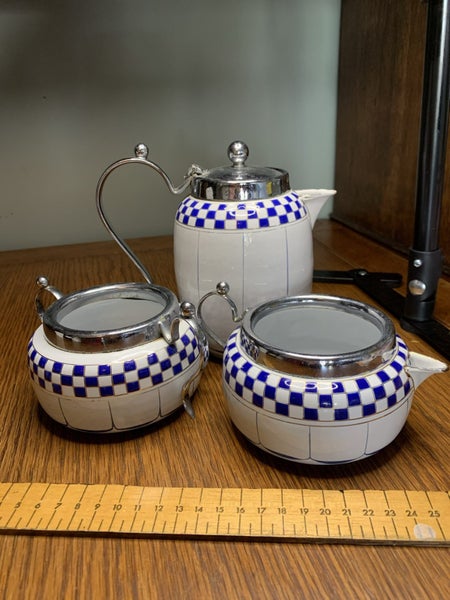 Antique French Enamel Coffee Set Carousel 1