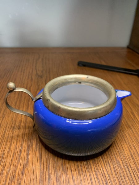 Vintage Art Deco Blue Enamel Sugar and Jug Set Carousel 2