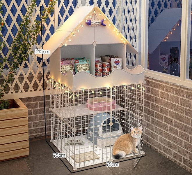 DIY Cage for Cat or Rabbit with Storage White or Pink Carousel 2