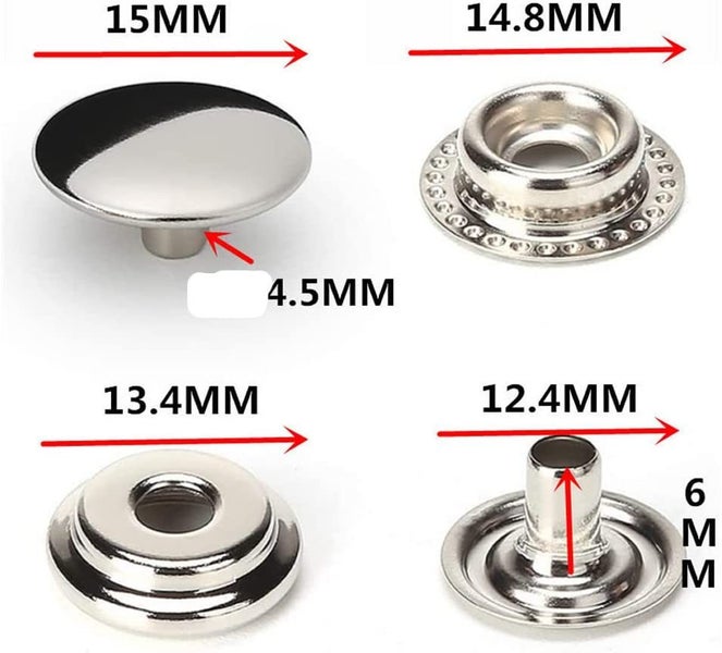 200 Pieces Stainless Steel Snap Fastener, 15Mm Heavy Duty Snap Button Press Stud Carousel 2