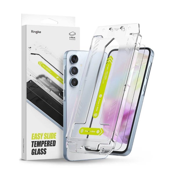 Samsung Galaxy A35 Screen Protector Easy Slide Tempered Glass 2 Pack Carousel 1
