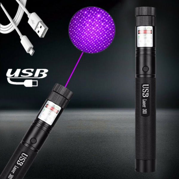 USB Rechargeable Purple Laser Pointer Pen Lazer Visible Beam Star Light 405nm Carousel 1
