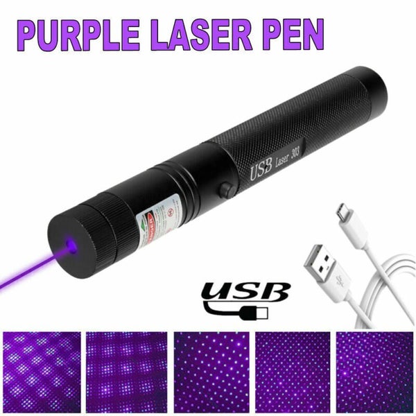 USB Rechargeable Purple Laser Pointer Pen Lazer Visible Beam Star Light 405nm Carousel 2